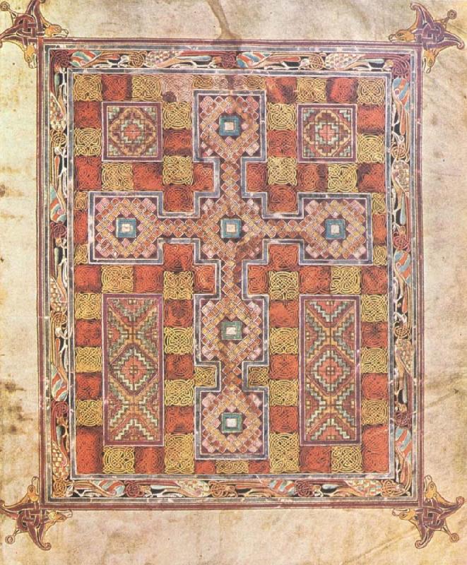 unknow artist Rug page with cross from the Evangeliarium Van Lindisfarne oil painting picture